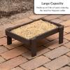 imageDutchCrafters Amish American Made Platform Bird Feeder Free Standing Ground Bird Feeders for Outdoors with Raised Seed Tray for Wild Birds Chicken Squirrel Gift for Birdwatchers Milwaukee BrownMilwaukee Brown with Reinforcement