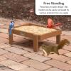 imageDutchCrafters Amish American Made Platform Bird Feeder Free Standing Ground Bird Feeders for Outdoors with Raised Seed Tray for Wild Birds Chicken Squirrel Gift for Birdwatchers Milwaukee BrownCedar with Reinforcement