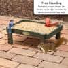 imageDutchCrafters Amish American Made Platform Bird Feeder Free Standing Ground Bird Feeders for Outdoors with Raised Seed Tray for Wild Birds Chicken Squirrel Gift for Birdwatchers Milwaukee BrownTurf Green