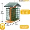 imageDutchCrafters Amish Poly Recycled Plastic Hanging Double Suet Feeder with Covered Roof Perches  Two Cage Bird Seed Block Cake Holder  Made in USA Tudor Brown ampamp WeatherwoodTurf Green  Cedar