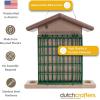 imageDutchCrafters Amish Poly Recycled Plastic Hanging Double Suet Feeder with Covered Roof Perches  Two Cage Bird Seed Block Cake Holder  Made in USA Tudor Brown ampamp WeatherwoodTudor Brown  Weatherwood