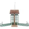 imageDutchCrafters Amish Poly Recycled Plastic Hanging Double Suet Feeder with Covered Roof Perches  Two Cage Bird Seed Block Cake Holder  Made in USA Tudor Brown ampamp WeatherwoodTudor Brown  Weatherwood