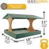 imageDutchCrafters Amish USA Made Poly Extra Large Fly Through Bird Feeder Post Mount for 4quot x 4quot Covered Bird Feeder Open Platform Seed Tray for Outdoor Outside Garden Yard Tudor Brown ampamp WeatherwoodTurf Green  Cedar