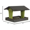 imageDutchCrafters Fly by Plastic Poly Post Mount Bird Feeder with Covered Roof for Wild Birds  Durable All Weather Birdfeeder Tray for Outdoors Tudor Brown ampamp Weathered WoodGray  Lime
