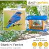 imageDutchCrafters Hanging Bluebird Feeder for Mealworms with 1 12quot Entrance Hole Outdoor Live or Dried Mealworm Feeder for Bluebirds  Amish USA Made Gray ampamp BlueBlue  Cedar