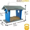 imageDutchCrafters Hanging Bluebird Feeder for Mealworms with 1 12quot Entrance Hole Outdoor Live or Dried Mealworm Feeder for Bluebirds  Amish USA Made Gray ampamp BlueGray  Blue