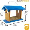 imageDutchCrafters Hanging Bluebird Feeder for Mealworms with 1 12quot Entrance Hole Outdoor Live or Dried Mealworm Feeder for Bluebirds  Amish USA Made Gray ampamp BlueBlue  Cedar