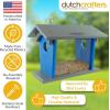 imageDutchCrafters Hanging Bluebird Feeder for Mealworms with 1 12quot Entrance Hole Outdoor Live or Dried Mealworm Feeder for Bluebirds  Amish USA Made Gray ampamp BlueGray  Blue