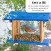 imageDutchCrafters Hanging Bluebird Feeder for Mealworms with 1 12quot Entrance Hole Outdoor Live or Dried Mealworm Feeder for Bluebirds  Amish USA Made Gray ampamp BlueBlue  Cedar