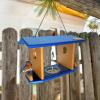 imageDutchCrafters Hanging Bluebird Mealworm Bird Feeder with Easy Open Roof ampamp Removable Clear Acrylic Sides  Amish Made in USA Blue ampamp Bright Cedar