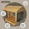 imageDutchCrafters Large Cedar Wood Hopper Bird Feeder with Suet Cages Wooden Outdoor Feeder for Birds Hanging Mount  Amish Made in USA