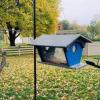 imageDutchCrafters Large Plastic Poly Double Entry Post Mount Bluebird Feeder for Mealworms with Removable Clear Acrylic Sides AllSeason Mealworm Feeder for Wild Songbirds  Made in USA Gray ampamp BlueGray  Blue