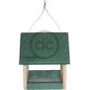 imageDutchCrafters Mini Modern FlyThrough Hanging Bird Feeder with Covered Roof ampamp Aluminum Mesh Seed Tray Plastic Poly  Amish Made in USA Cedar ampamp Weathered WoodTurf Green  Weathered Wood