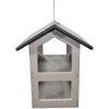 imageDutchCrafters Modern FlyThrough Double Decker Covered Hanging Hopper Bird Feeder with Screen Floor  Amish Made in USA Tudor Brown ampamp WeatherwoodBlack  Light Gray