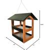 imageDutchCrafters Modern FlyThrough Double Decker Covered Hanging Hopper Bird Feeder with Screen Floor  Amish Made in USA Tudor Brown ampamp WeatherwoodTurf Green  Bright Cedar