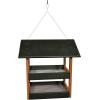 imageDutchCrafters Modern FlyThrough Double Decker Covered Hanging Hopper Bird Feeder with Screen Floor  Amish Made in USA Tudor Brown ampamp WeatherwoodTurf Green  Bright Cedar