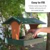 imageDutchCrafters Plastic Poly Covered Roof Hanging Fly Through Bird Feeder Open Side Platform Seed Tray for Outside Outdoor Garden  Amish American Made in USA Tudor Brown ampamp WeatherwoodTurf Green  Cedar
