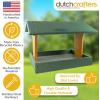 imageDutchCrafters Plastic Poly Covered Roof Hanging Fly Through Bird Feeder Open Side Platform Seed Tray for Outside Outdoor Garden  Amish American Made in USA Tudor Brown ampamp WeatherwoodTurf Green  Cedar