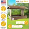 imageDutchCrafters Plastic Poly Covered Roof Hanging Fly Through Bird Feeder Open Side Platform Seed Tray for Outside Outdoor Garden  Amish American Made in USA Tudor Brown ampamp WeatherwoodTudor Brown  Weatherwood