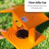 imageDutchCrafters Plastic Poly Hanging Orange Oriole Bird Feeder with Grape Jelly Cup and Fruit Slice Holders Baltimore Oriole Feeder for Outdoor Outside Orange Double CupOrange