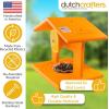 imageDutchCrafters Plastic Poly Hanging Orange Oriole Bird Feeder with Grape Jelly Cup and Fruit Slice Holders Baltimore Oriole Feeder for Outdoor Outside Orange Double CupOrange