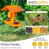 imageDutchCrafters Plastic Poly Hanging Orange Oriole Bird Feeder with Grape Jelly Cup and Fruit Slice Holders Baltimore Oriole Feeder for Outdoor Outside Orange Double CupOrange