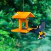 imageDutchCrafters Plastic Poly Hanging Orange Oriole Bird Feeder with Grape Jelly Cup and Fruit Slice Holders Baltimore Oriole Feeder for Outdoor Outside Orange Double CupOrange