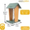 imageDutchCrafters Plastic Poly Hanging Whole Peanut Bird Feeder for Large Birds Woodpeckers Crows Blue Jays for Outdoor Garden Yard  USA Amish Made Black ampamp WeatherwoodTurf Green  Cedar