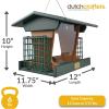 imageDutchCrafters Poly Hopper Bird Feeder with Suet Holder Large Bird Feeder for Outdoors Hanging  Amish American Made Milwaukee Brown ampamp WeatherwoodTurf Green  Cedar