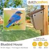 imageDutchCrafters Poly Plastic Post Mount Bluebird House with Ventilation Easy Cleaning Viewing Door Outdoor Weatherproof Birdhouse Blue Bird Nesting Box Turf Green ampamp Cedar One SizeBrown  Weatherwood