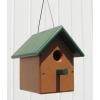 imageDutchCrafters Small Plastic Poly Hanging Bird House with Perch and Detachable Roof Outdoor Nesting Box for Wild Birds  Amish Made in USA Light Gray ampamp Aruba BlueTurf Green  Cedar