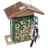imageDutchCrafters Amish Poly Recycled Plastic Hanging Double Suet Feeder with Covered Roof Perches  Two Cage Bird Seed Block Cake Holder  Made in USA Tudor Brown ampamp WeatherwoodTudor Brown  Weatherwood