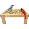 imageDutchCrafters Cedar Wood Large Open Ground Platform Bird Feeder Tray Wooden Bird Seed Feeder for Outdoor Wild Birds Animals for Outside Garden Yard