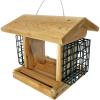imageDutchCrafters Large Cedar Wood Hopper Bird Feeder with Suet Cages Wooden Outdoor Feeder for Birds Hanging Mount  Amish Made in USA