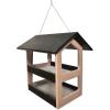 imageDutchCrafters Modern FlyThrough Double Decker Covered Hanging Hopper Bird Feeder with Screen Floor  Amish Made in USA Tudor Brown ampamp WeatherwoodBlack  Weathered Wood