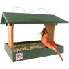 imageDutchCrafters Plastic Poly Covered Roof Hanging Fly Through Bird Feeder Open Side Platform Seed Tray for Outside Outdoor Garden  Amish American Made in USA Tudor Brown ampamp WeatherwoodTurf Green  Cedar