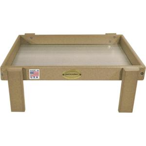 imageDutchCrafters Amish American Made Platform Bird Feeder Free Standing Ground Bird Feeders for Outdoors with Raised Seed Tray for Wild Birds Chicken Squirrel Gift for Birdwatchers Milwaukee BrownWeathered Wood