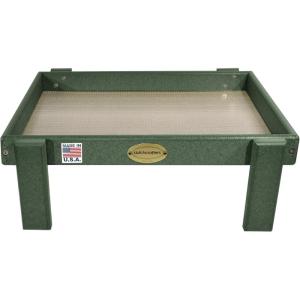 imageDutchCrafters Amish American Made Platform Bird Feeder Free Standing Ground Bird Feeders for Outdoors with Raised Seed Tray for Wild Birds Chicken Squirrel Gift for Birdwatchers Milwaukee BrownTurf Green