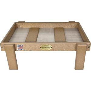 imageDutchCrafters Amish American Made Platform Bird Feeder Free Standing Ground Bird Feeders for Outdoors with Raised Seed Tray for Wild Birds Chicken Squirrel Gift for Birdwatchers Milwaukee BrownWeathered Wood with Reinforcement