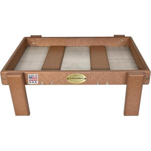 imageDutchCrafters Amish American Made Platform Bird Feeder Free Standing Ground Bird Feeders for Outdoors with Raised Seed Tray for Wild Birds Chicken Squirrel Gift for Birdwatchers Milwaukee BrownCedar with Reinforcement