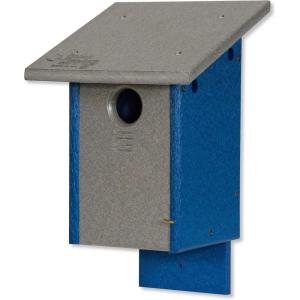 imageDutchCrafters Classic Bluebird Poly Bird House  Post Mount Turf Green ampamp CedarGray  Blue