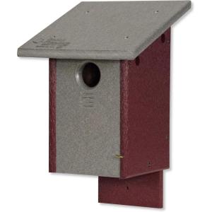 imageDutchCrafters Classic Bluebird Poly Bird House  Post Mount Turf Green ampamp CedarGray  Cherry Wood