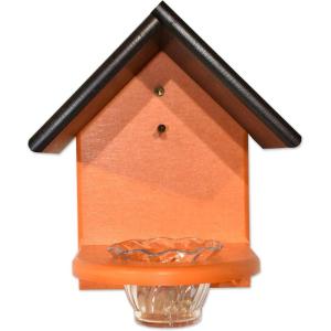imageDutchCrafters FenceMount Poly Oriole Feeder for Outdoors with Removable Jelly Cup and Orange Rod Mealworm BirdFeeder Orange  Amish Made in USABlack  Bright Orange