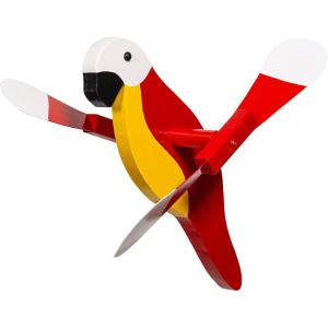 imageDutchCrafters Fun Whirligig Whirlybird Wind Spinner for Outdoors Lawn Garden Yard Dcor  Amish Made in USA OrioleRed Parrot