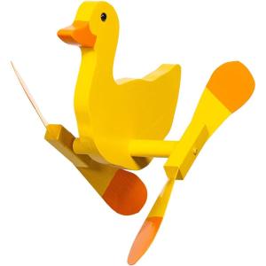 imageDutchCrafters Fun Whirligig Whirlybird Wind Spinner for Outdoors Lawn Garden Yard Dcor  Amish Made in USA OrioleYellow Duck