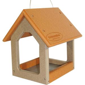 imageDutchCrafters Mini Modern FlyThrough Hanging Bird Feeder with Covered Roof ampamp Aluminum Mesh Seed Tray Plastic Poly  Amish Made in USA Cedar ampamp Weathered WoodCedar  Weathered Wood