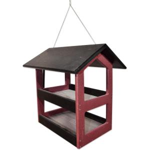imageDutchCrafters Modern FlyThrough Double Decker Covered Hanging Hopper Bird Feeder with Screen Floor  Amish Made in USA Tudor Brown ampamp WeatherwoodBlack  Cherry Wood