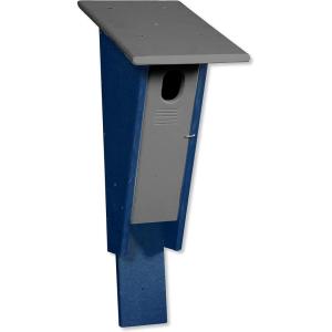 imageDutchCrafters Peterson Bluebird Poly Post Mount Bird House Bright White ampamp Tudor BrownGray  Blue