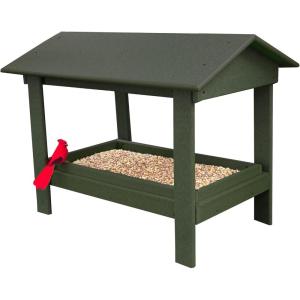 imageDutchCrafters Plastic Poly Covered Platform Ground Bird Feeder with Removable Seed Tray Durable Standing Bird Feeders for Outdoors  Amish Made in USA Weatherwood ampamp Turf GreenTurf Green