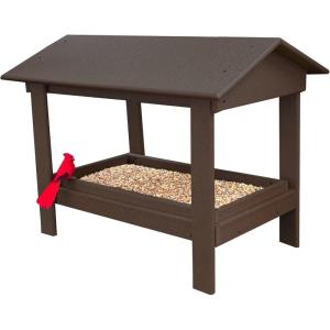 imageDutchCrafters Plastic Poly Covered Platform Ground Bird Feeder with Removable Seed Tray Durable Standing Bird Feeders for Outdoors  Amish Made in USA Weatherwood ampamp Turf GreenTudor Brown
